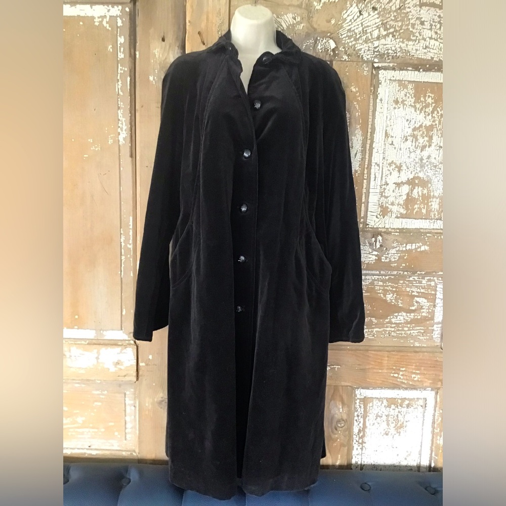 Marguerite Rubel Vintage Black Velvet Coat Womans Size 12